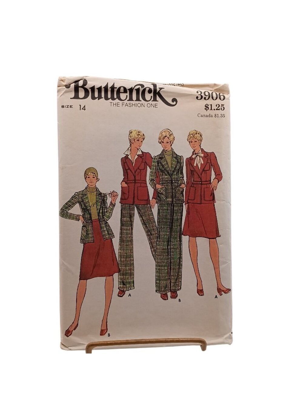 Butterick 3906 Misses Pattern Jacket Skirt & Pants Size 14 1970s Vintage Sewing